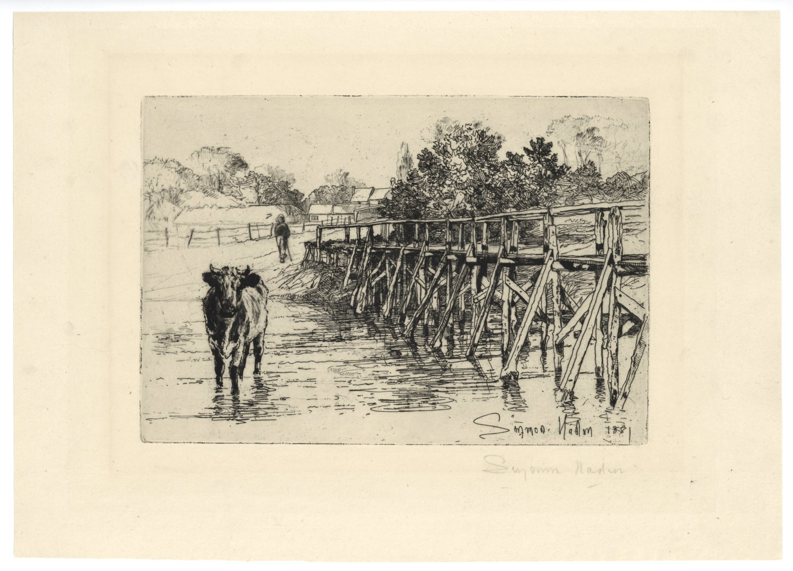 Seymour Haden pencil-signed etching "The Village Ford" (1 of 1)