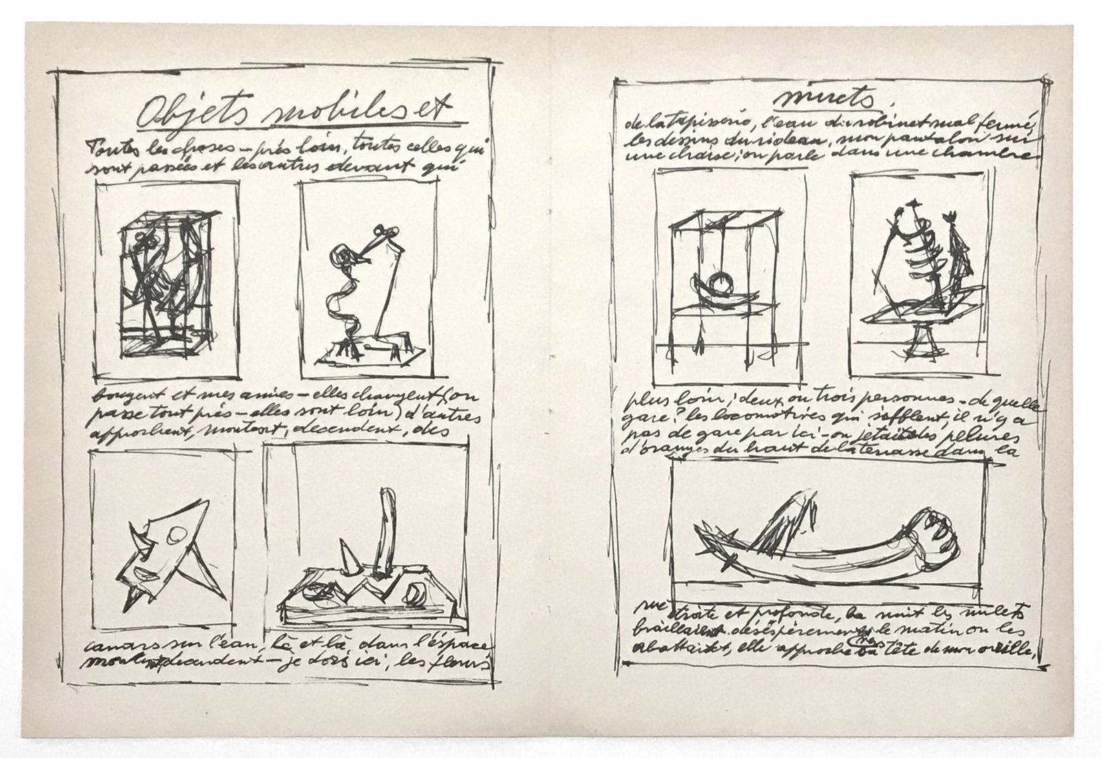 Alberto Giacometti original lithograph "Objets mobiles et muet": Title: Alberto Giacometti original lithograph "Objets mobiles et muet" Description: Medium: original lithograph. Catalogue reference: Lust 1. Executed in 1931, this is the first lithograph created by