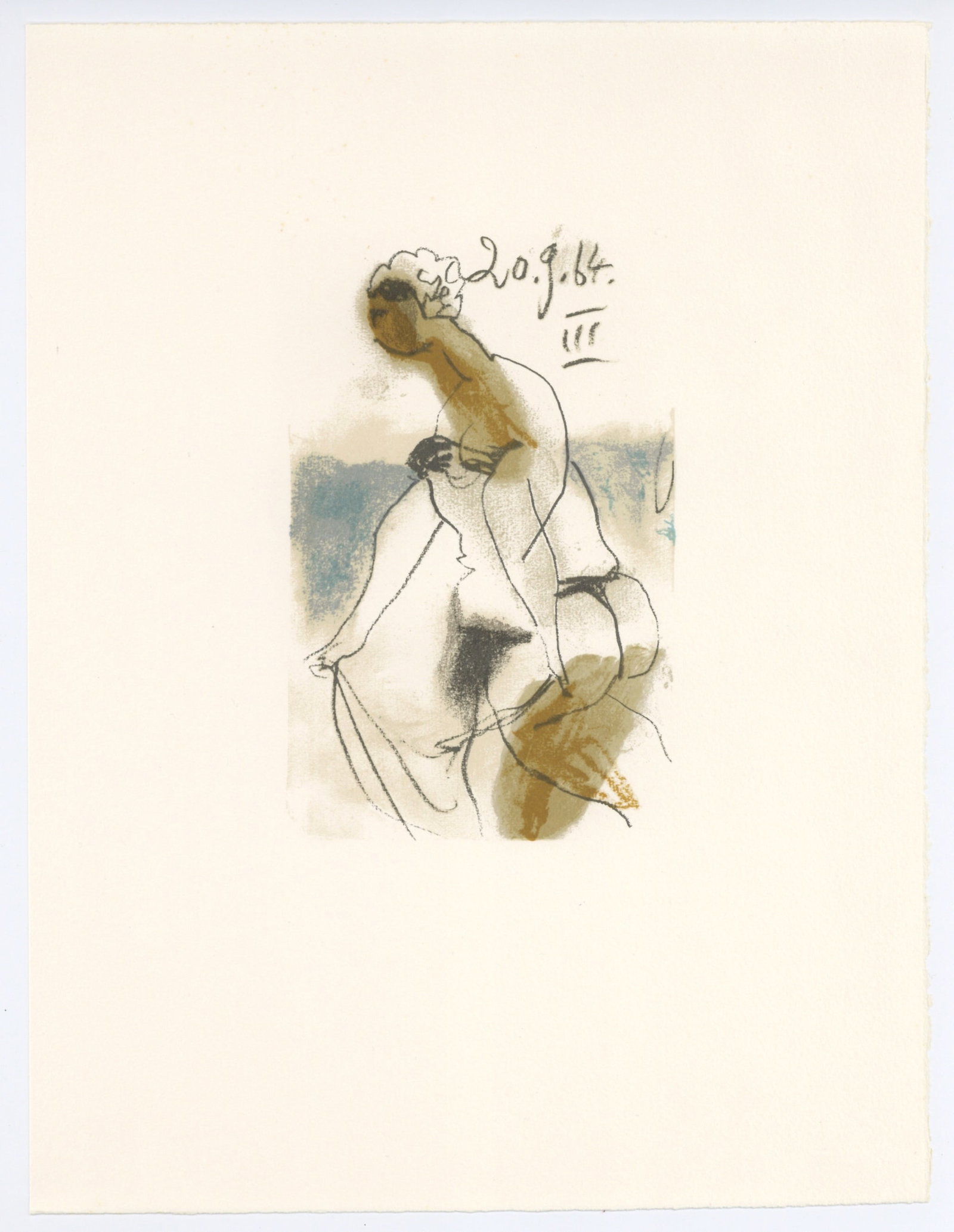 Pablo Picasso lithograph "Le Gout du Bonheur": Title: Pablo Picasso lithograph "Le Gout du Bonheur" Description: Medium: lithograph (after the drawing). This Picasso lithograph from the "Le Gout du Bonheur" portfolio (the French title translates