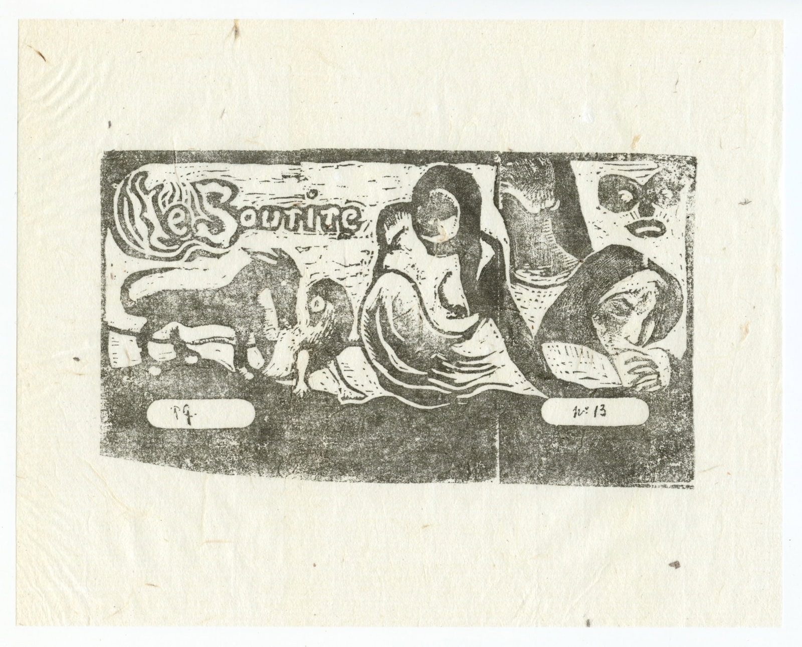 Paul Gauguin "Le Sourire 3": Title: Paul Gauguin "Le Sourire 3" Description: This impression (after the original woodcut) was printed on japon paper in 1943 in an edition of 250, and is one of Gauguin's beautiful Tahiti