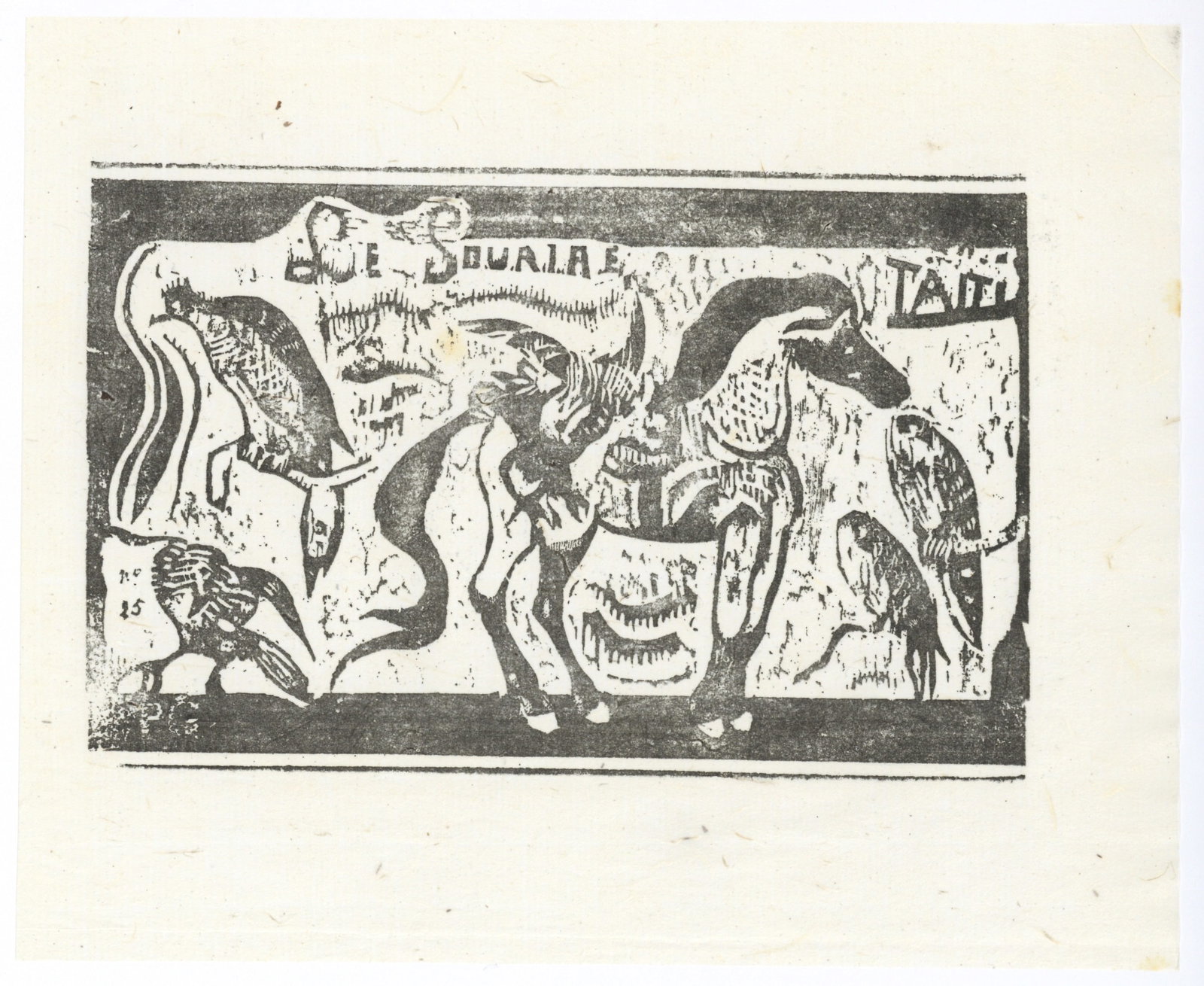 Paul Gauguin "Le Sourire 2": Title: Paul Gauguin "Le Sourire 2" Description: This impression (after the original woodcut) was printed on japon paper in 1943 in an edition of 250, and is one of Gauguin's beautiful Tahiti