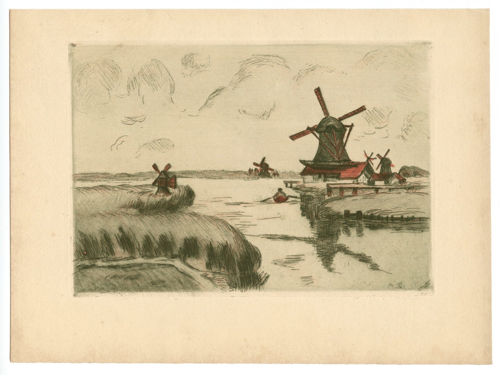 Armand Guillaumin original etching "Vue prise de Saardam" (Zaandam) - 2