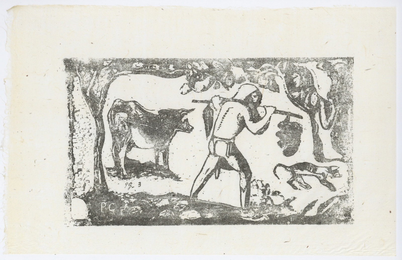 Paul Gauguin "Le Porteur de Fei": Title: Paul Gauguin "Le Porteur de Fei" Description: The English title is "The Fei Carrier". This impression (after the original woodcut) was printed on japon paper in 1943 in an edition of 250, and