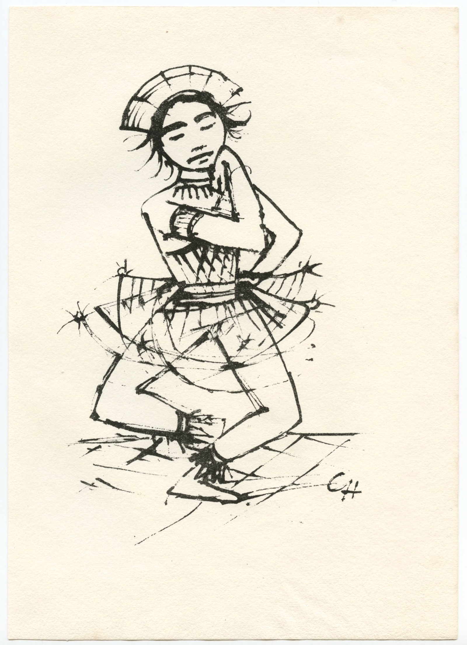 Carl Hofer original lithograph "Javanische Tanzerin": Title: Carl Hofer original lithograph "Javanische Tanzerin" Description: Javanese Dancer Medium: original lithograph. Catalogue reference: Rathenau 169. Printed in Germany in 1921 for the rare