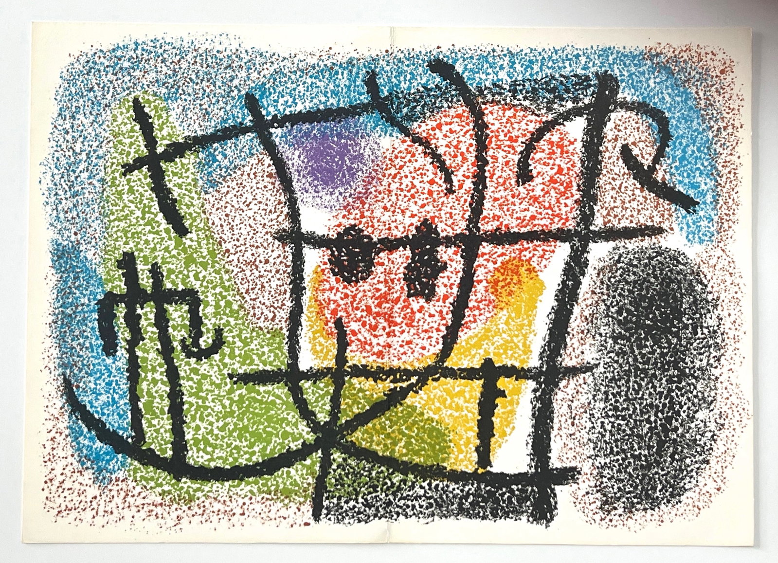 Joan Miro original lithograph for Cartones, 1965: Title: Joan Miro original lithograph for Cartones, 1965 Description: Medium: original lithograph. Printed in Paris in 1965 at the Mourlot Frères atelier and published by the Pierre Matisse