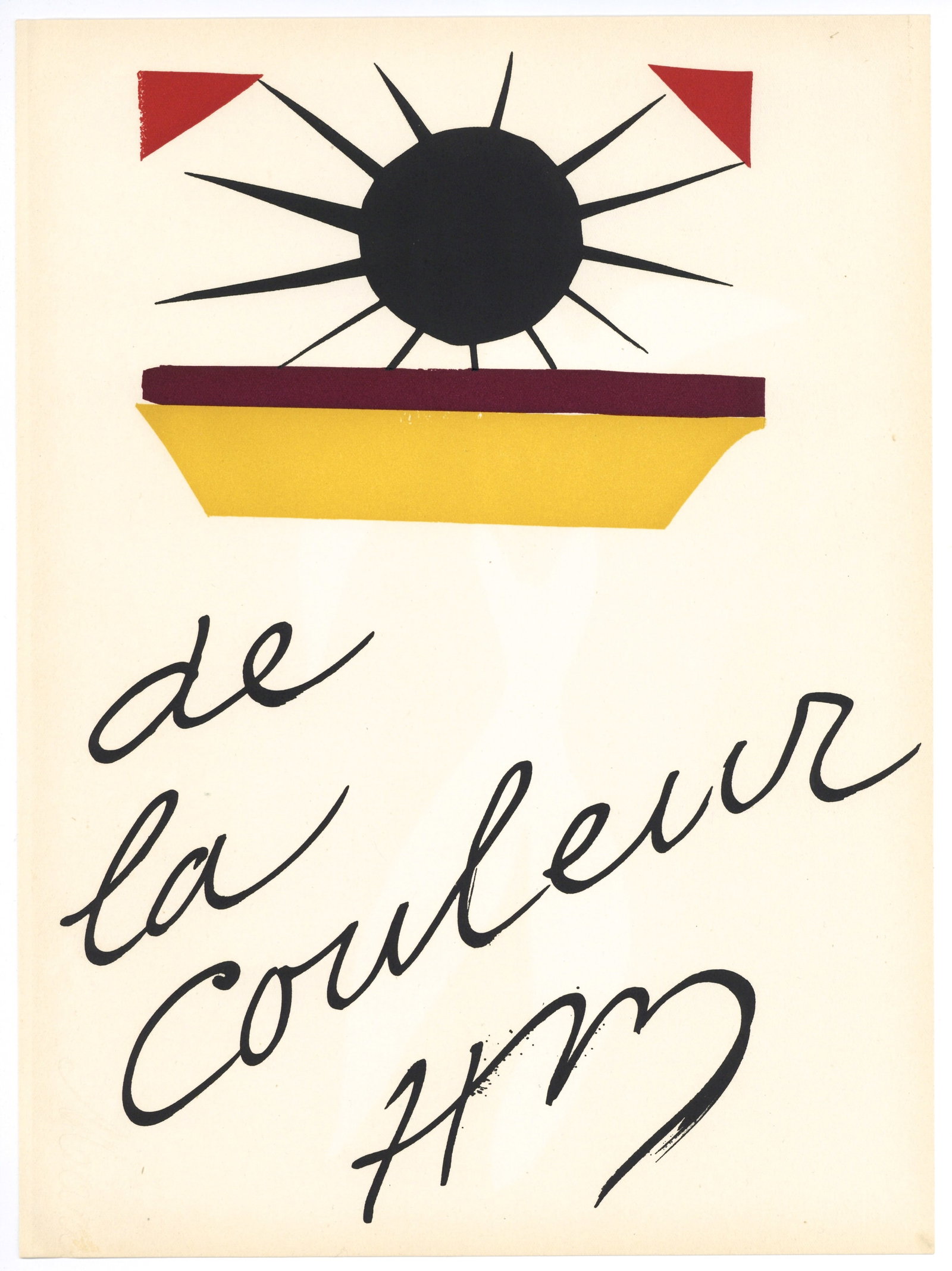 Henri Matisse "De la Couleur" pochoir: Title: Henri Matisse "De la Couleur" pochoir Description: Medium: pochoir. Published in Paris in 1945 by Teriade for Verve (Volume IV, No. 13). This was the title page composed by Matisse for the