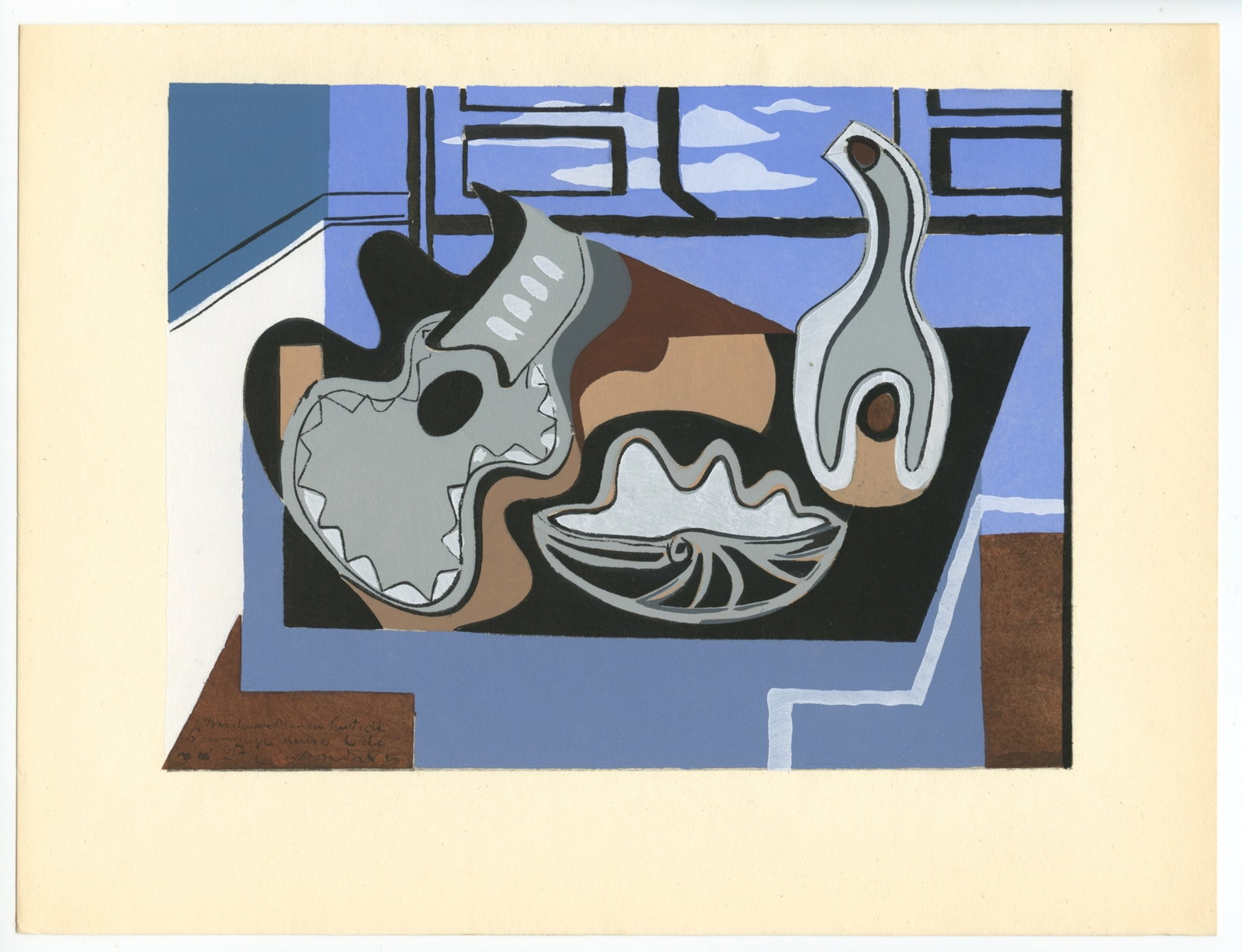 Louis Marcoussis 1929 pochoir: Title: Louis Marcoussis 1929 pochoir Description: Medium: pochoir (after the painting). Printed in Paris in 1929 at the atelier of Daniel Jacomet for L'Art Cubiste. Image size: 6 x 8 inches (155 x