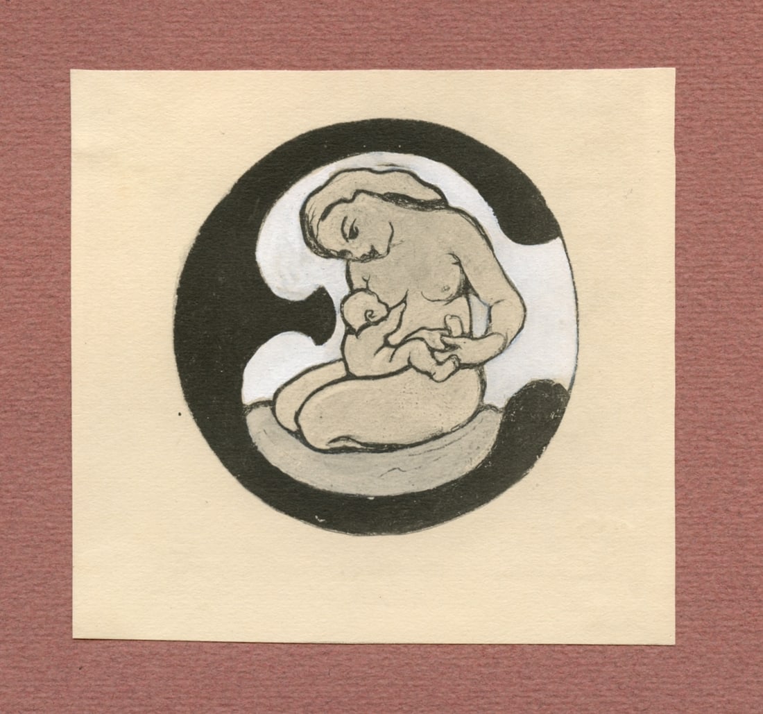 Franz Marc pochoir "Only One Life" 1917: Title: Franz Marc pochoir "Only One Life" 1917 Description: "Nur ein Leben" Medium: pochoir (after the watercolor). Printed in 1917 and published in Munich in an edition of 110 by Franz Hanfstaengl
