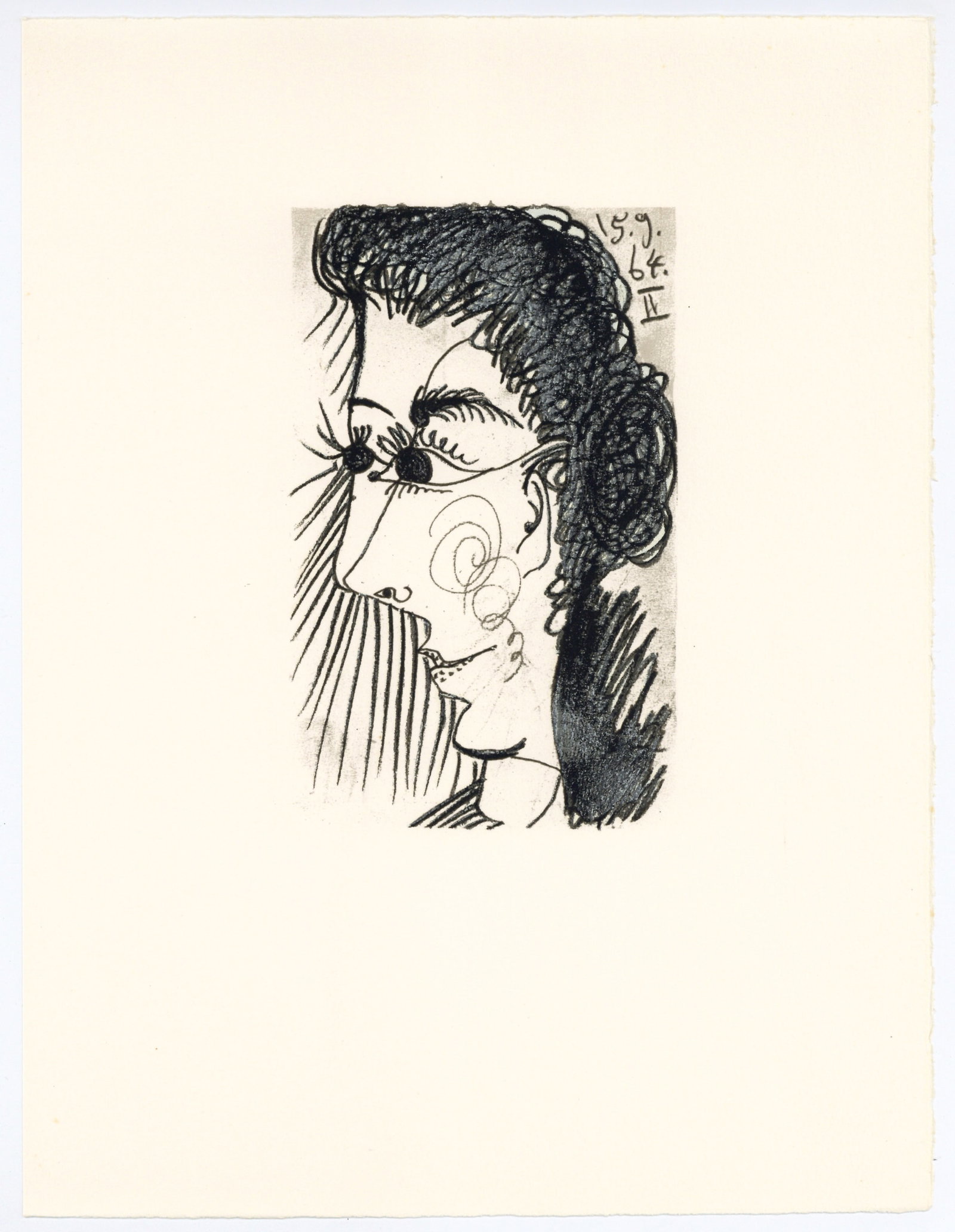 Pablo Picasso lithograph "Le Gout du Bonheur": Title: Pablo Picasso lithograph "Le Gout du Bonheur" Description: Medium: lithograph (after the drawing). This Picasso lithograph from the "Le Gout du Bonheur" portfolio (the French title translates