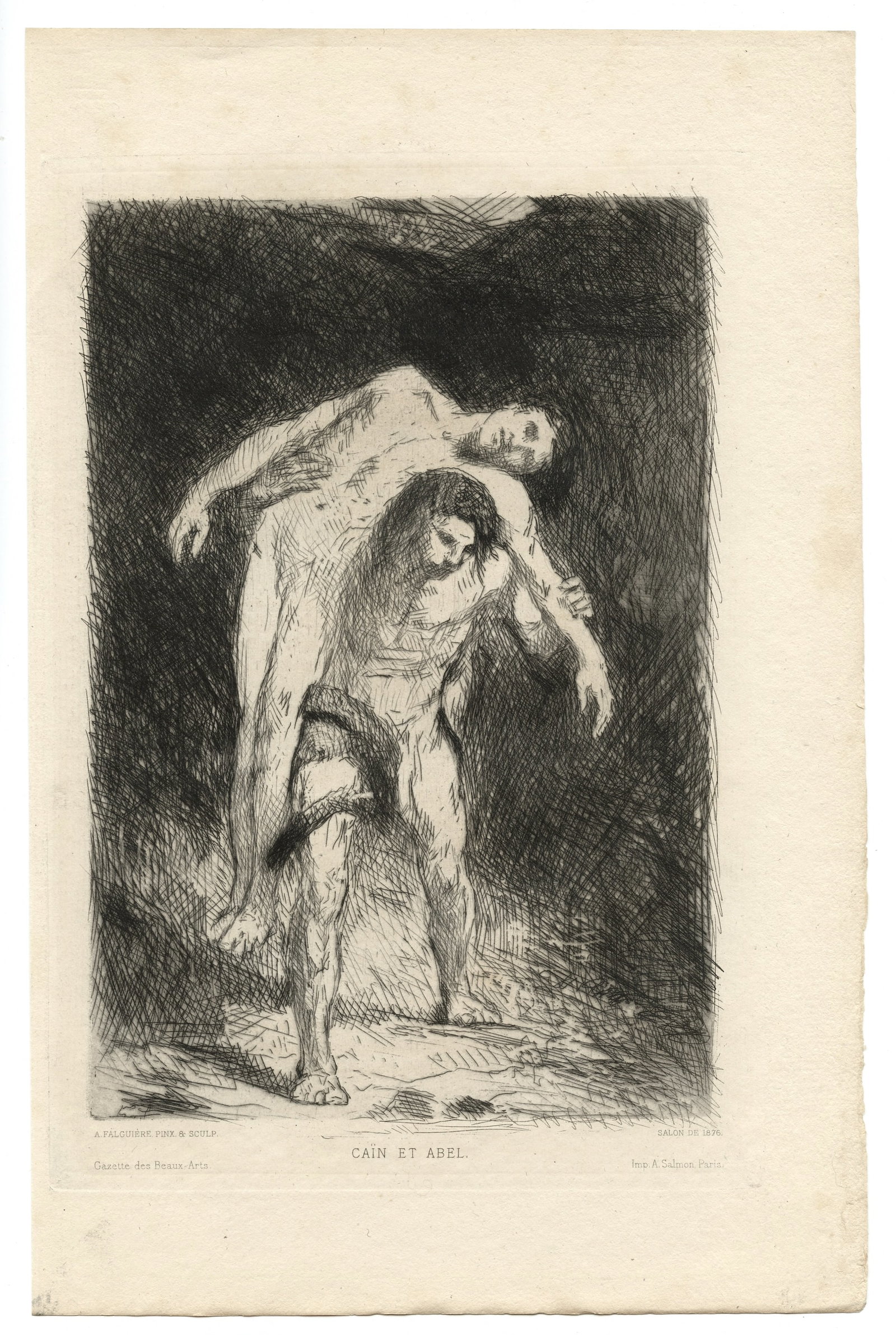 Alexandre Falguiere original etching "Cain and Abel" (1 of 1)
