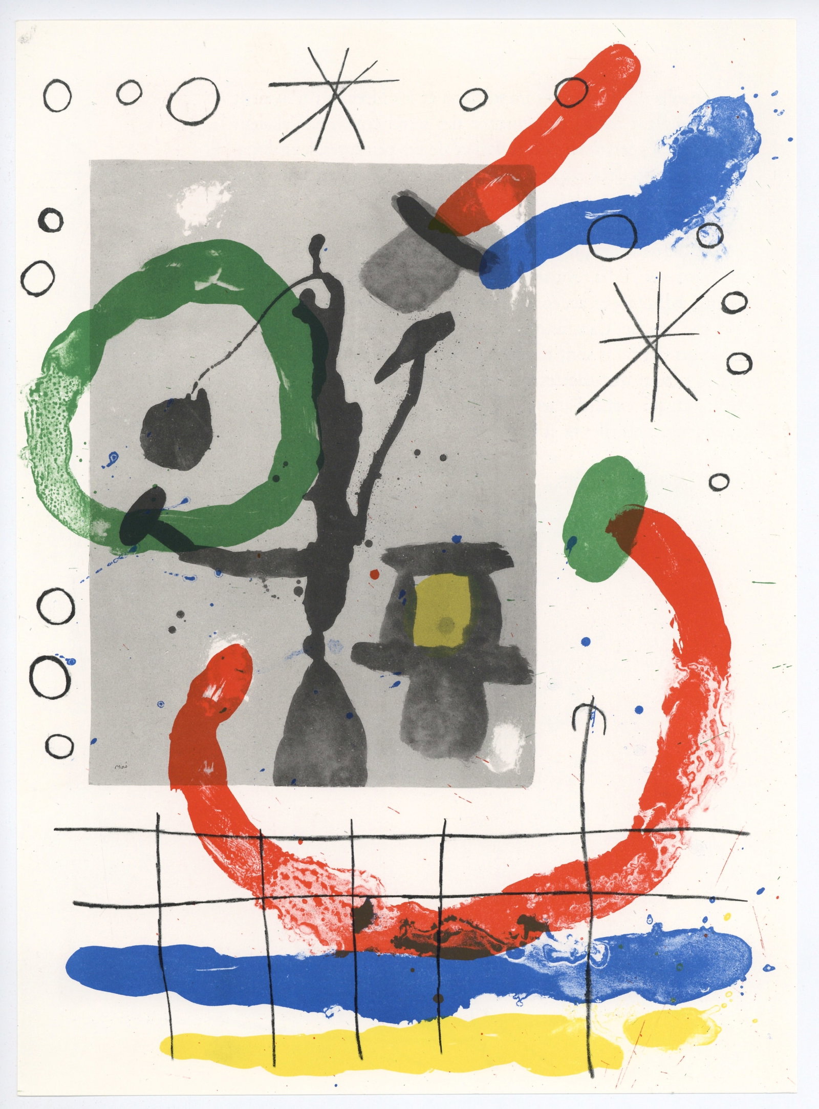 Joan Miro original lithograph, 1965: Title: Joan Miro original lithograph, 1965 Description: Medium: original lithograph. Printed in 1965 for the art revue Derriere le Miroir (issue number 151-152) and published in Paris by Maeght.