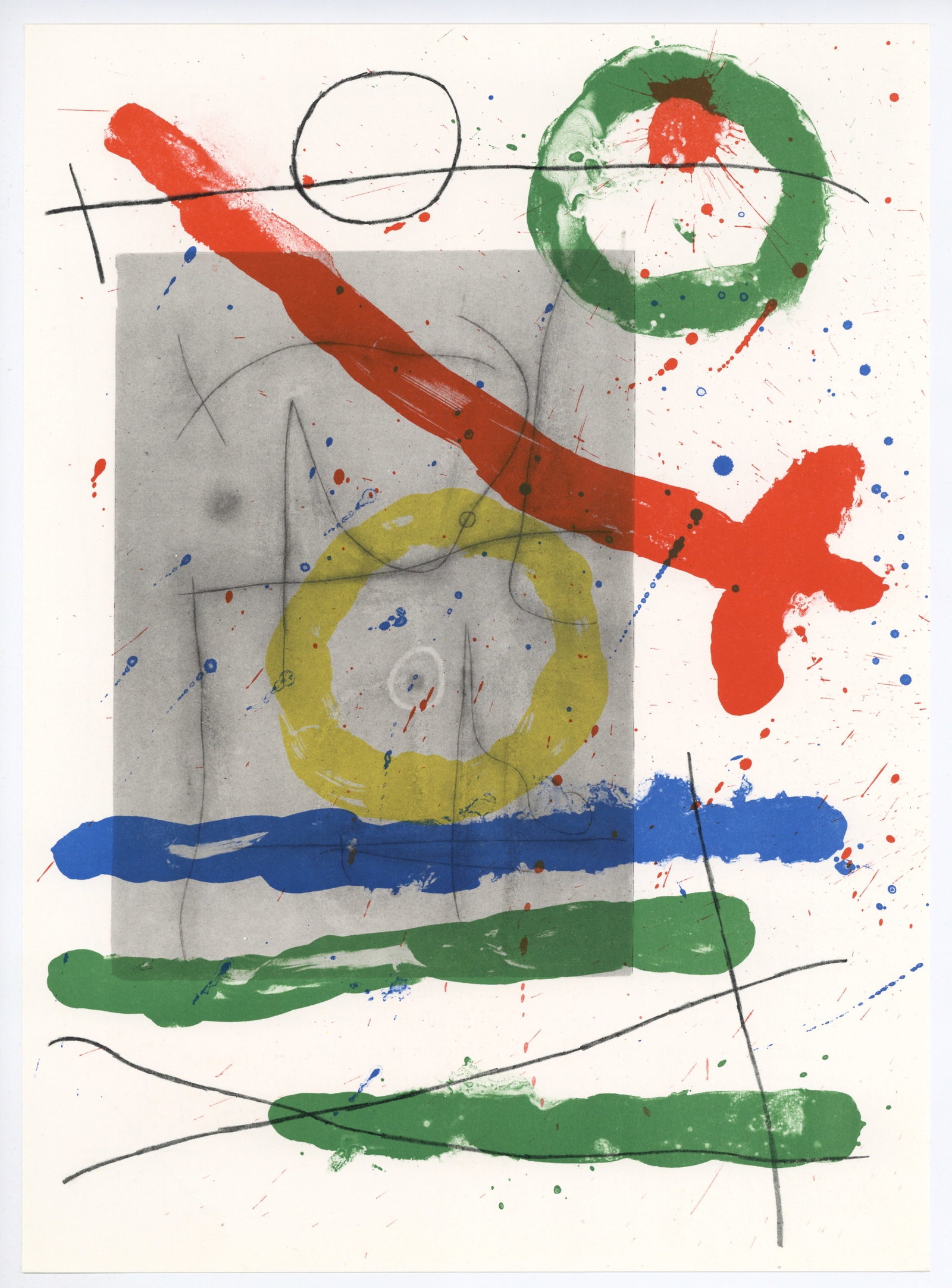 Joan Miro original lithograph, 1965: Title: Joan Miro original lithograph, 1965 Description: Medium: original lithograph. Printed in 1965 for the art revue Derriere le Miroir (issue number 151-152) and published in Paris by Maeght.