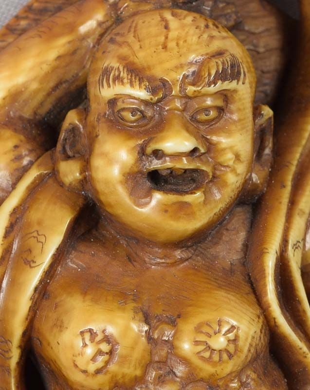 19c netsuke NIO on sandal by SEIMIN ex DU PONT 105mm - 5
