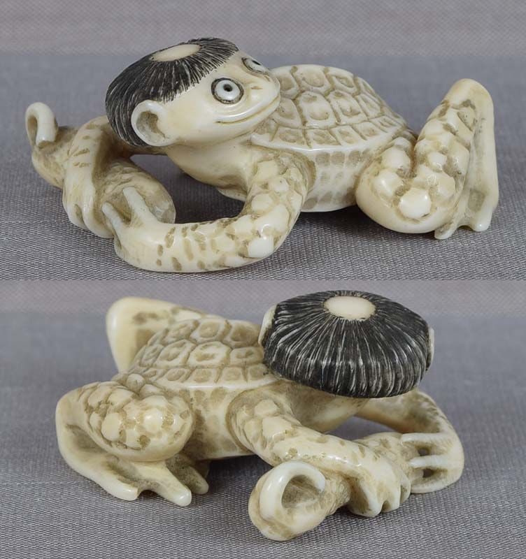 Netsuke KAPPA with cucumber by RYOSHU - 3