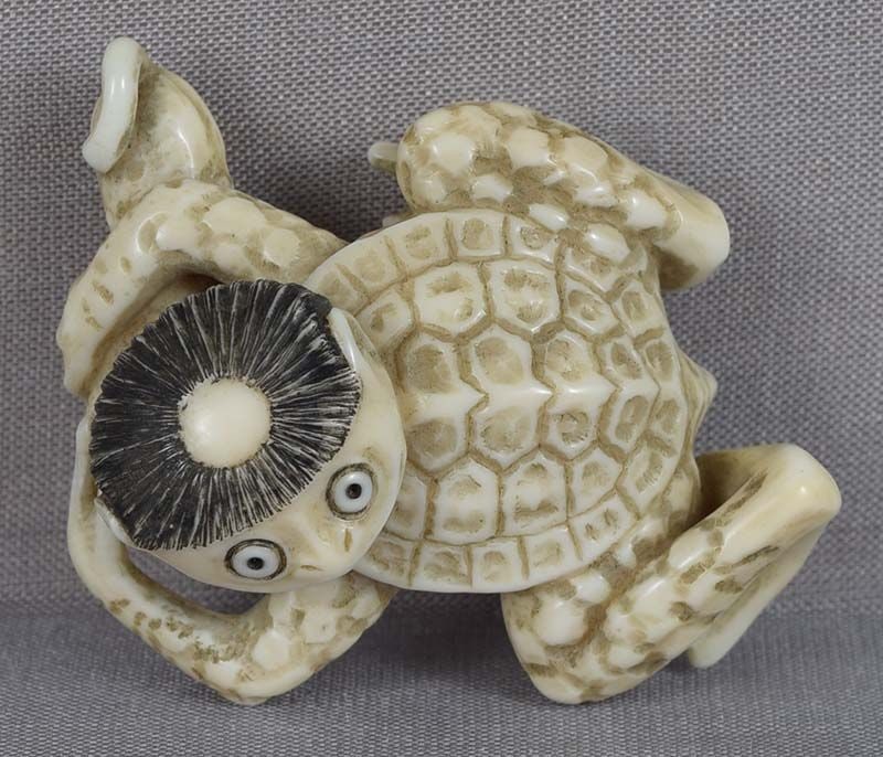 Netsuke KAPPA with cucumber by RYOSHU - 6
