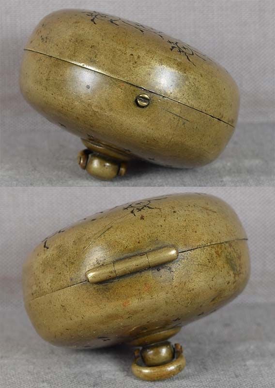 19c multimetal netsuke COMPASS & SUNDIAL - 2