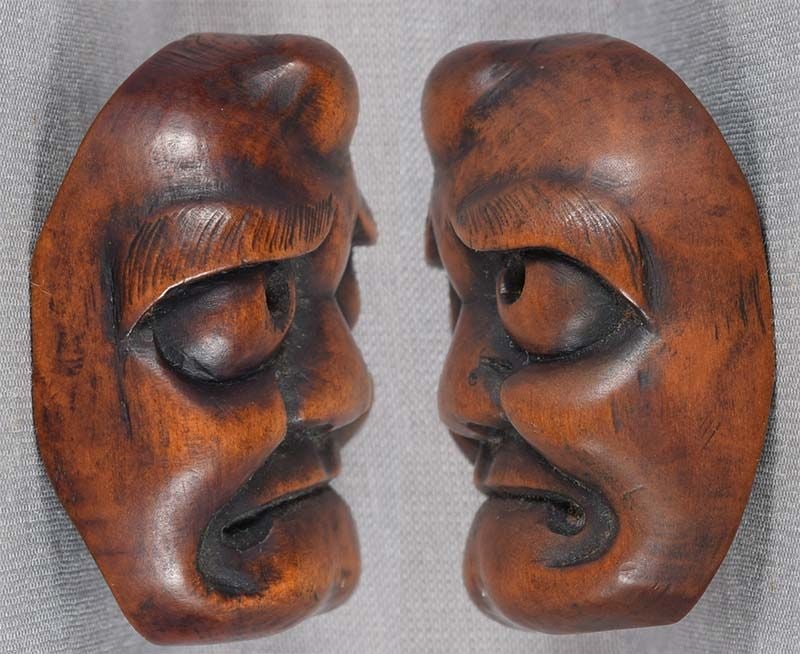 19c netsuke mask IKKAKU SENNIN from FHC collection of 1923 - 2