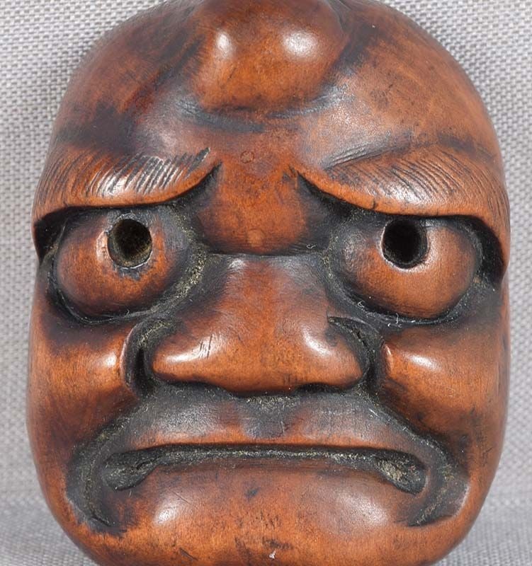 19c netsuke mask IKKAKU SENNIN from FHC collection of 1923 - 4