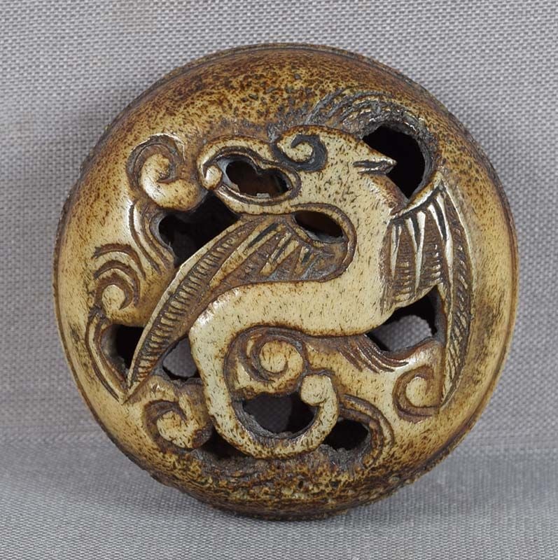 19c staghorn Asakusa netsuke DRAGON in flight (1 of 6)