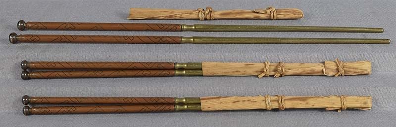 19c tea ceremony HIBASHI charcoal chopsticks SILVER INLAYS - 2