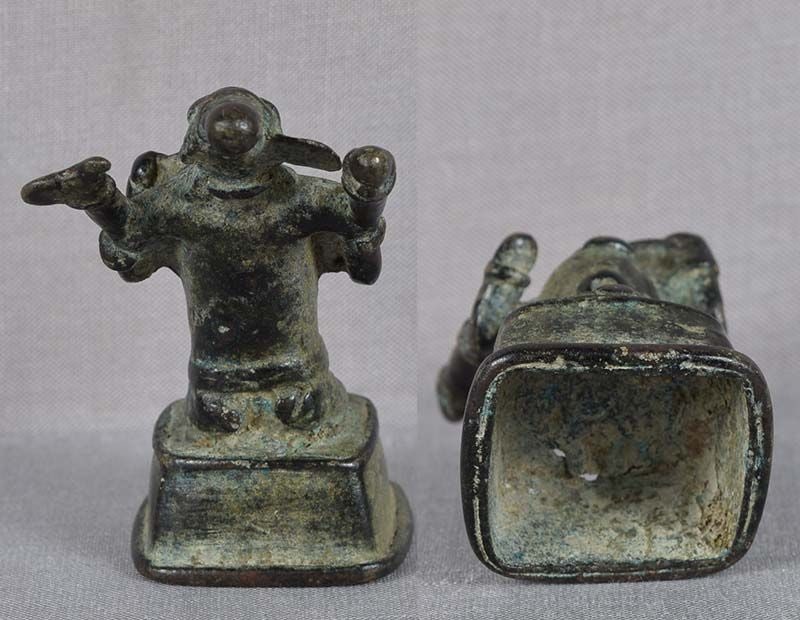 18c Indian bronze GANESHA with rat - 3