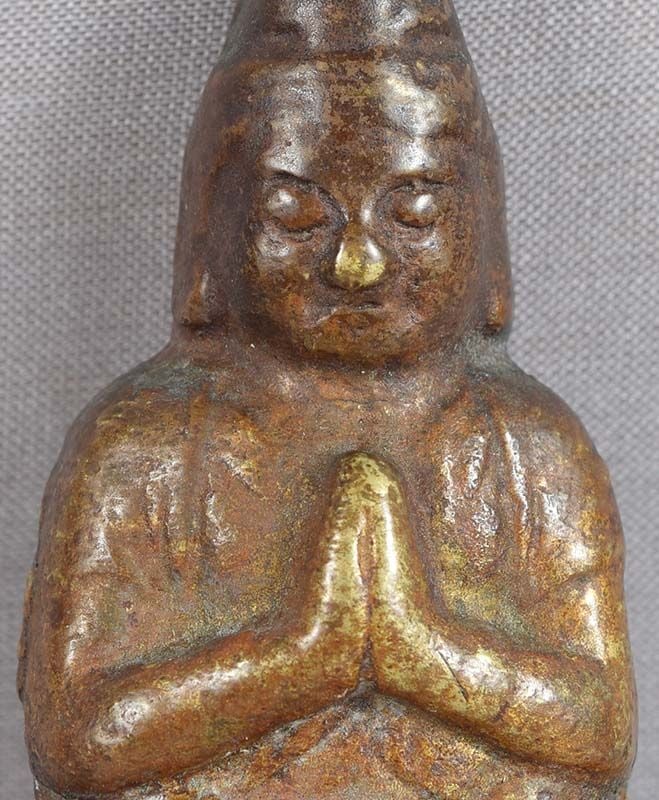 19c Japanese bronze PRAYING BUDDHA altar piece - 5