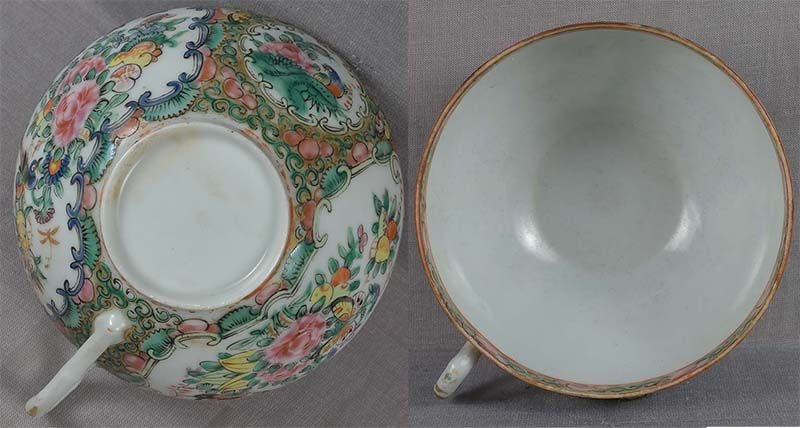 18c Chinese export porcelain ROSE MEDALLION CUP & SAUCER - 4