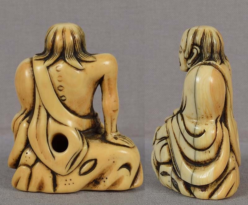 18c netsuke EMACIATED GAMA SENNIN with toad - 3