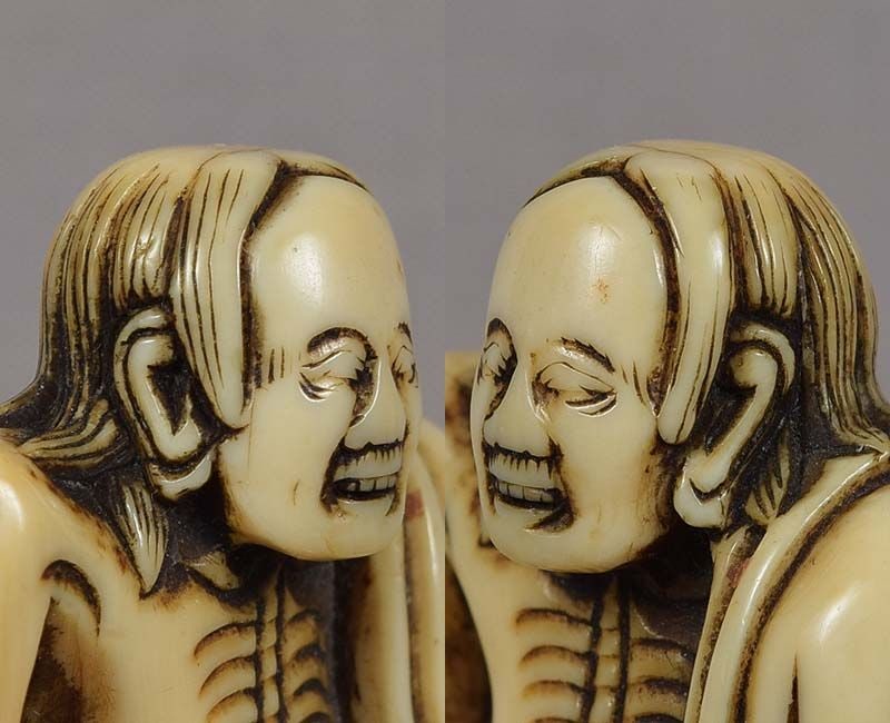 18c netsuke EMACIATED GAMA SENNIN with toad - 5