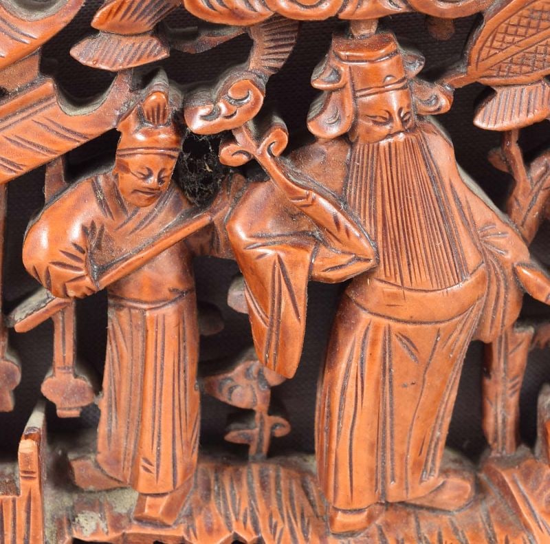 19c Chinese architectural panel CHINESE SCHOLAR with attendants - 3