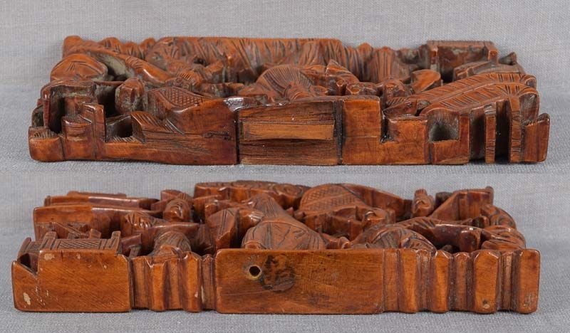 19c Chinese architectural panel CHINESE SCHOLAR with attendants - 5