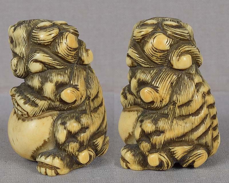 18c netsuke SHISHI with ball - 4