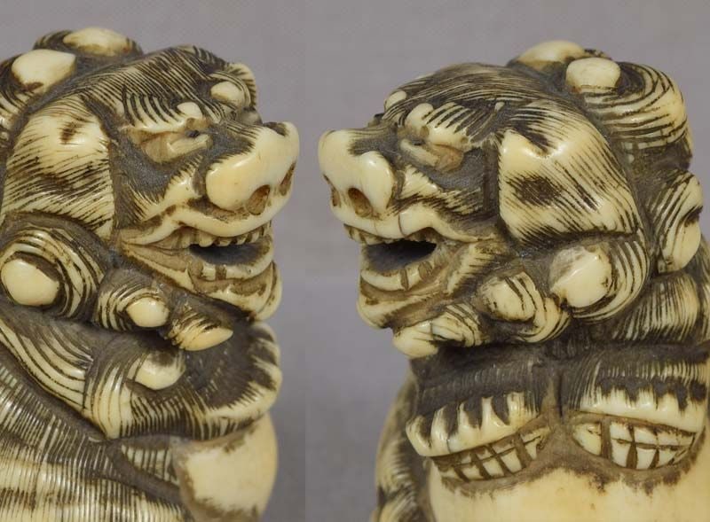 18c netsuke SHISHI with ball - 5