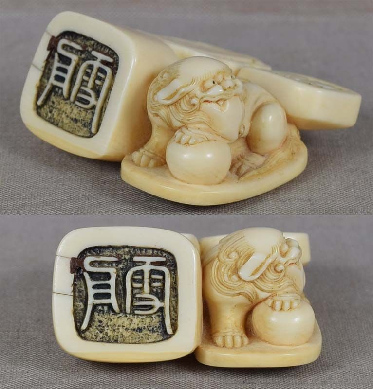 19c netsuke GROUP of SEALS - 2