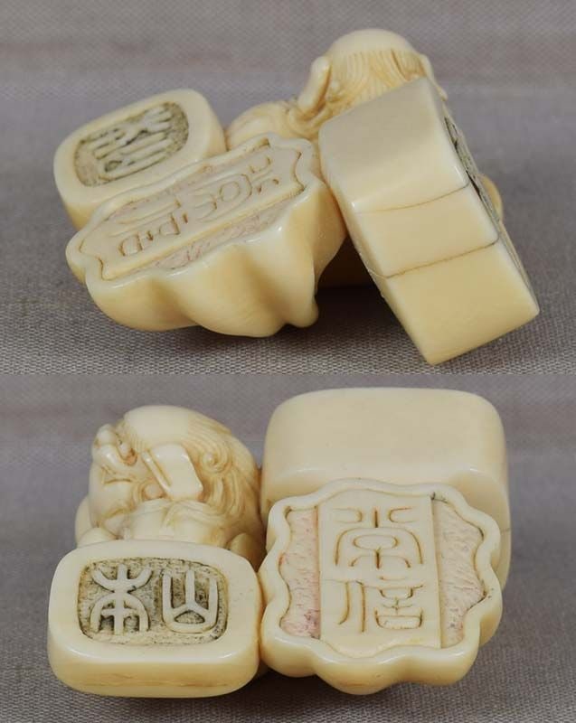 19c netsuke GROUP of SEALS - 5