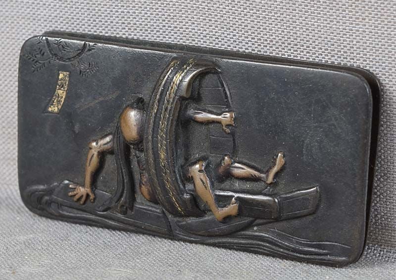 19c Japanese MAE-KANAGU pouch clasp BARREL MAKER by RYUMIN - 3