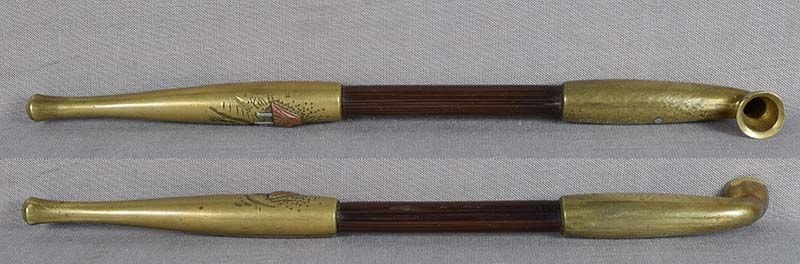 19c Japanese TOBACCO PIPE scholar hut - 4