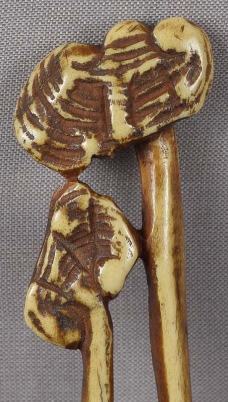 19c staghorn Asakusa sashi netsuke FUNGUS of IMMORTALITY - 3