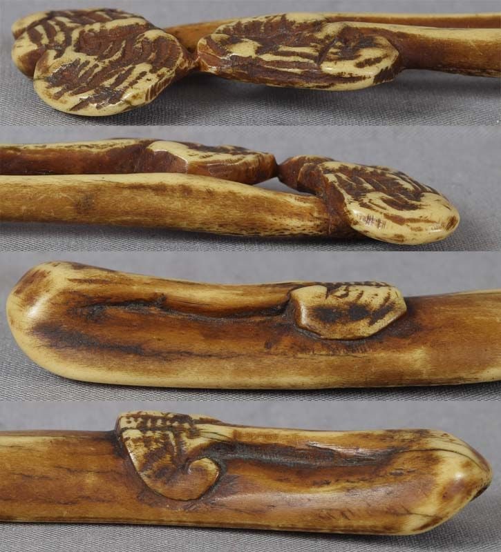 19c staghorn Asakusa sashi netsuke FUNGUS of IMMORTALITY - 5