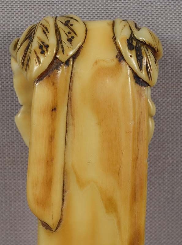 19c marine OBIHASAMI netsuke SNAIL & gourd - 3