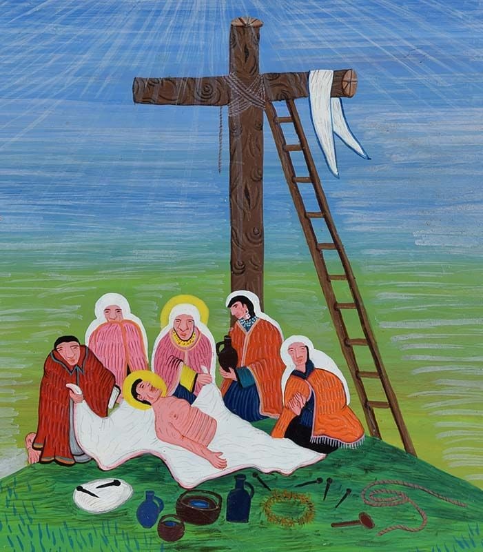 1989 painting DEATH OF JESUS by Quechua artist Francisco Ilaquichi - 2