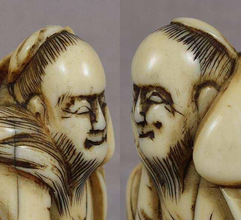 18c netsuke SENNIN CHOCHU with fly whisk - 2