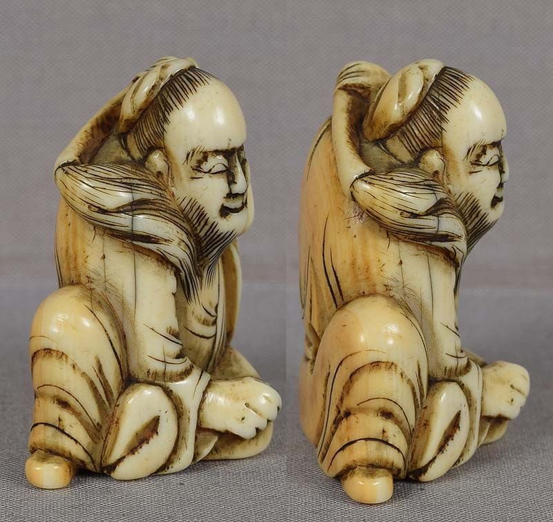 18c netsuke SENNIN CHOCHU with fly whisk - 3