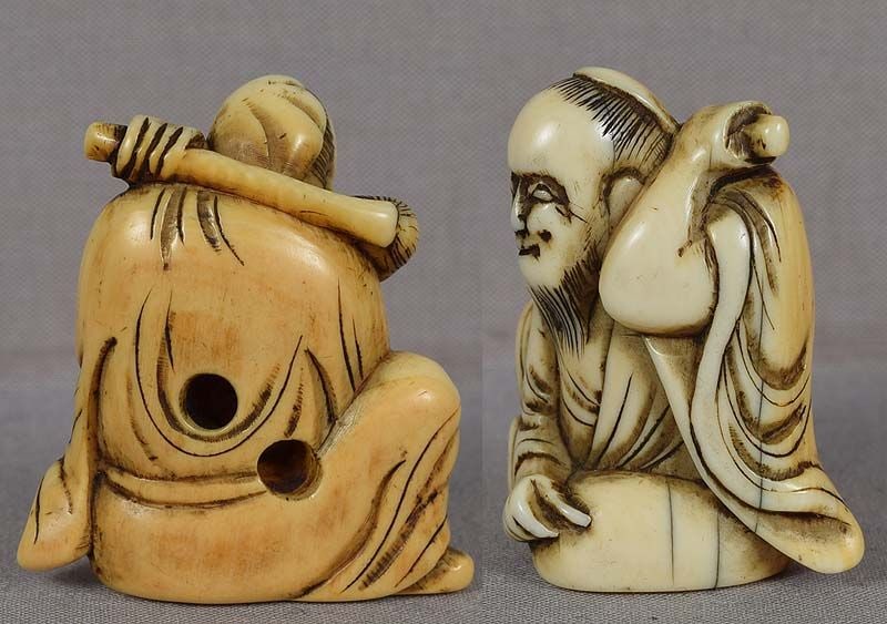 18c netsuke SENNIN CHOCHU with fly whisk - 4