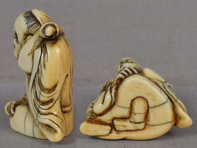 18c netsuke SENNIN CHOCHU with fly whisk - 5