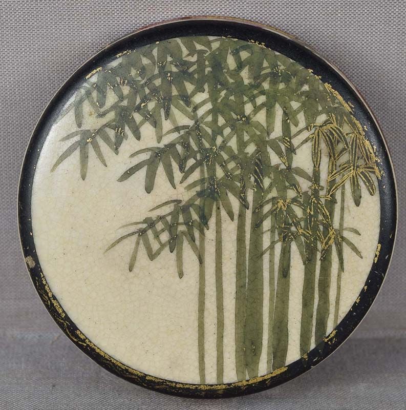 19c SATSUMA tea ceremony KOGO incense box BAMBOO by HARAZAN - 2