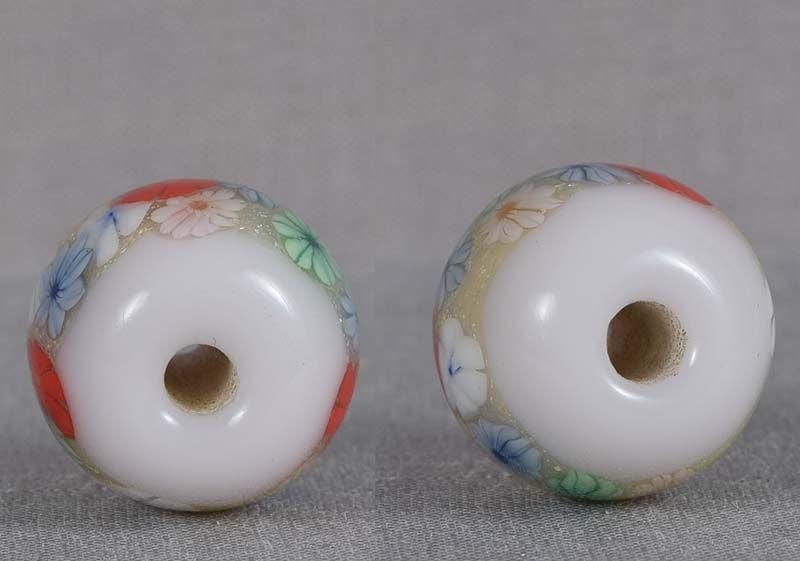 Japanese glass OJIME tombodama FLOWER BAND silver foil - 4