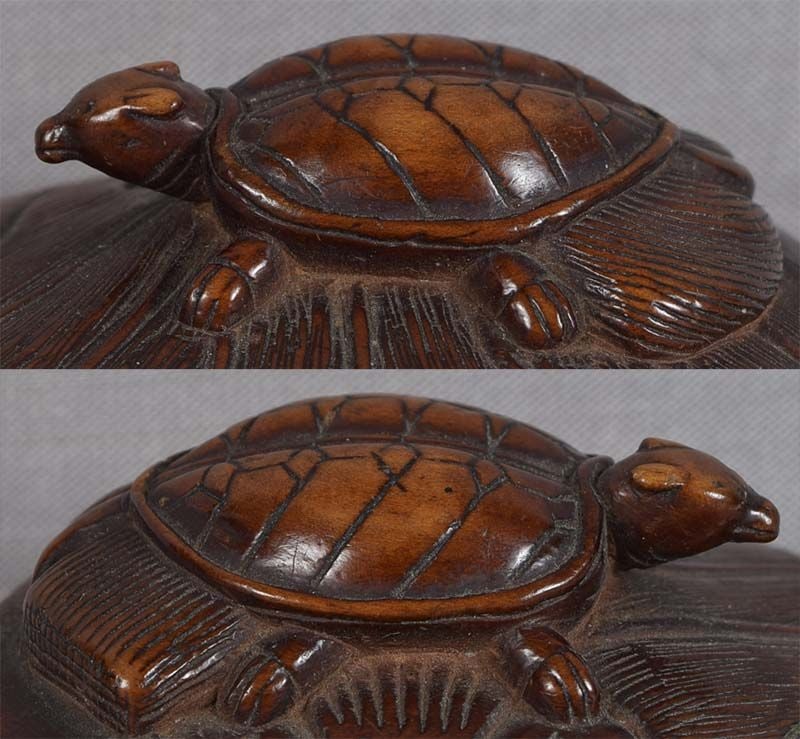 18c netsuke MINOGAME TURTLE on water lily - 2
