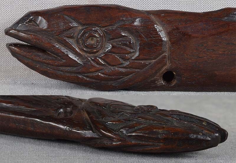 Early 19c netsuke DRIED FISH by SHOJU 20.6 cm - 6