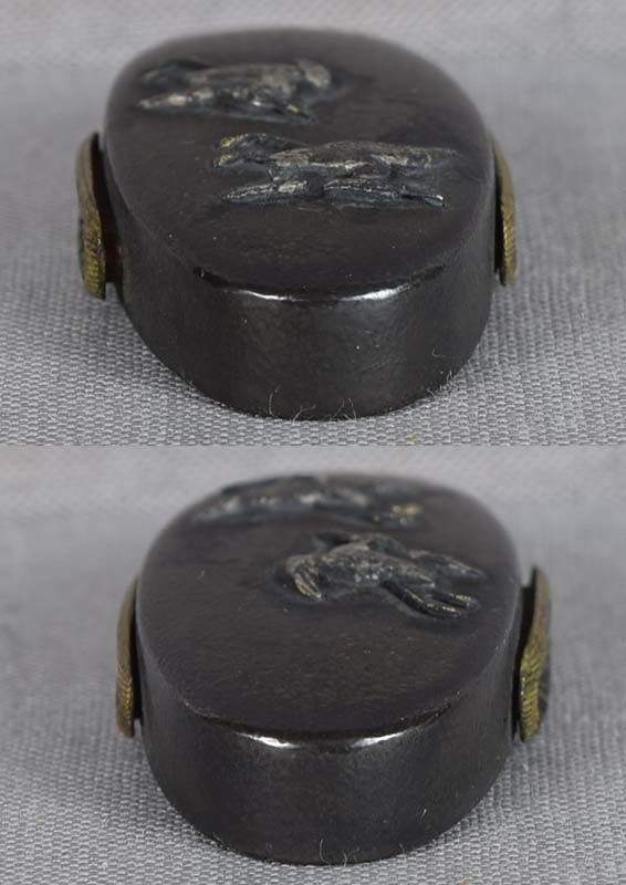 19c Japanese sword KASHIRA silver cranes - 4